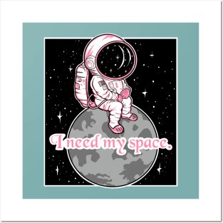 Introvert girl, cute astronaut design Posters and Art